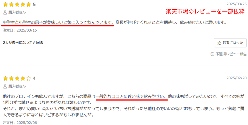 楽天市場のセノビックのレビュー件数と評価の一覧