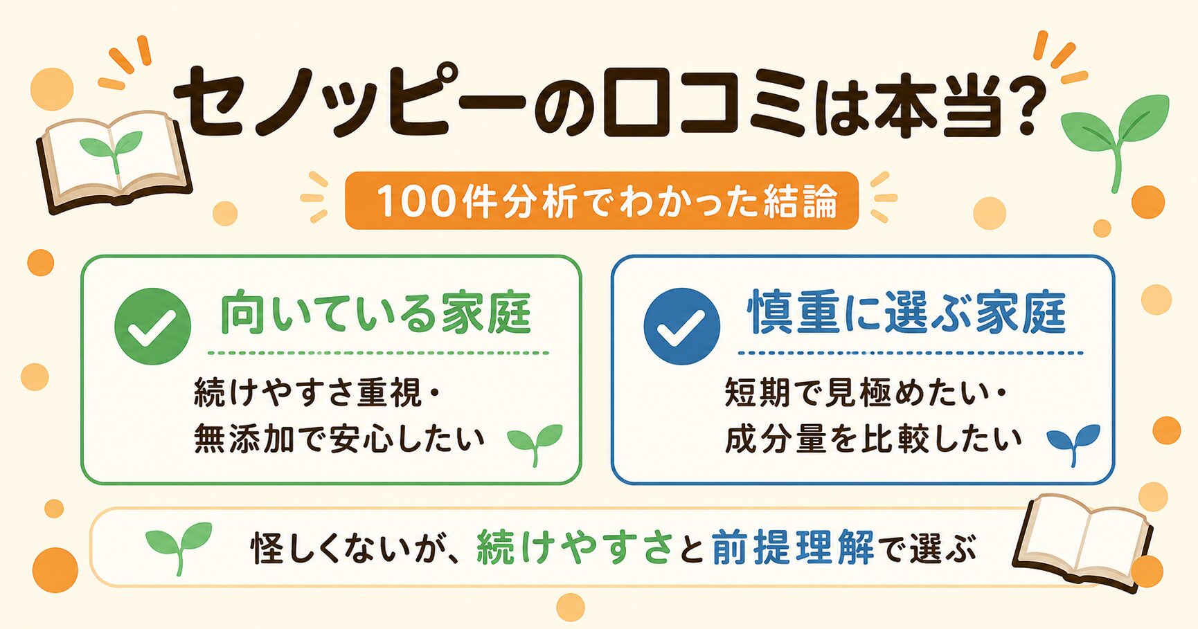 セノッピーの口コミ100件分析の結論と向き不向きの早見