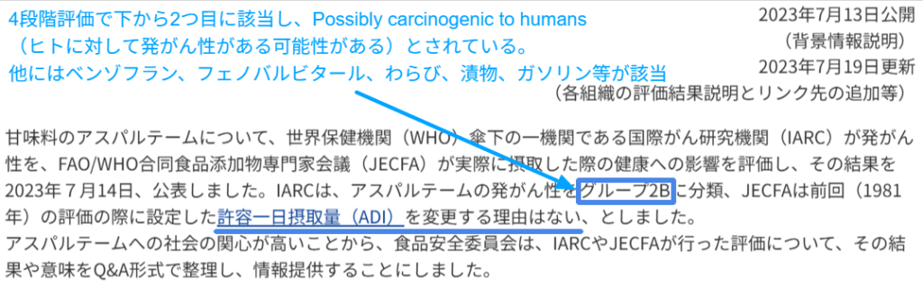食品安全委員会によるアスパルテームの安全性評価