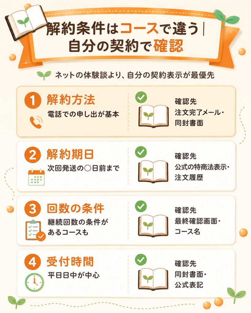 セアップ解約条件の確認4項目と確認先