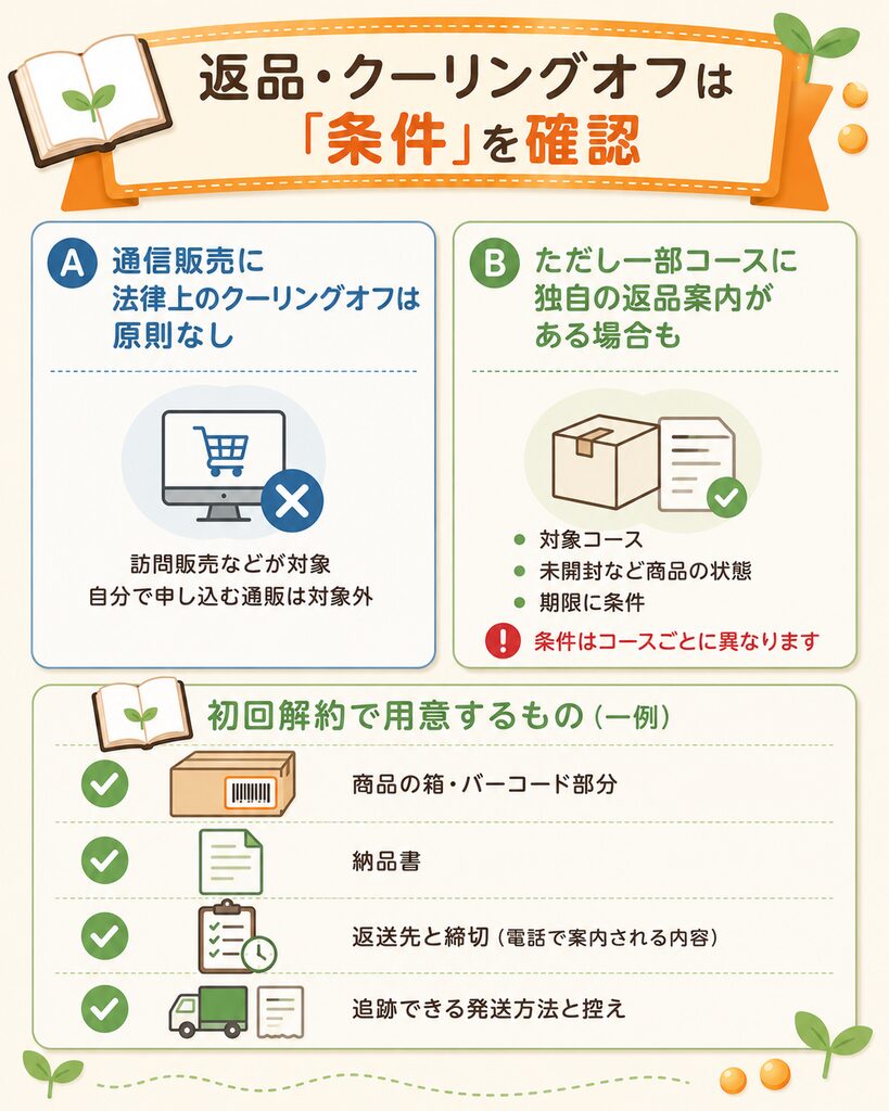 通販の返品とクーリングオフの条件整理