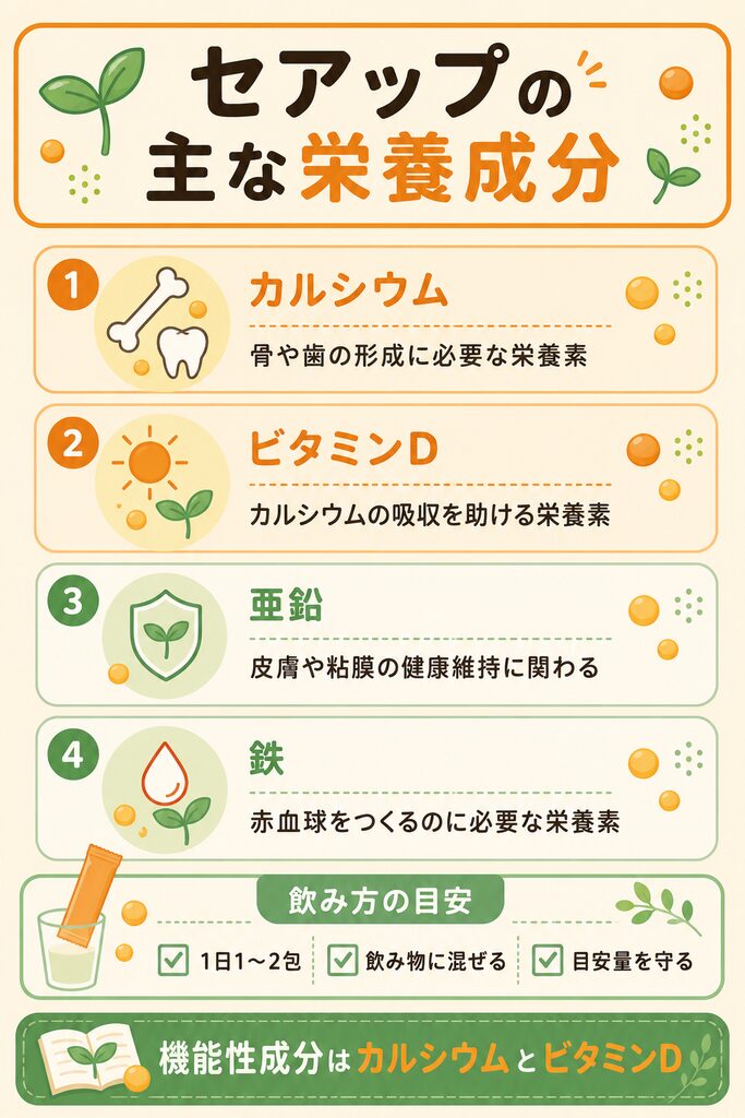 セアップの主な栄養成分カルシウム・ビタミンD等