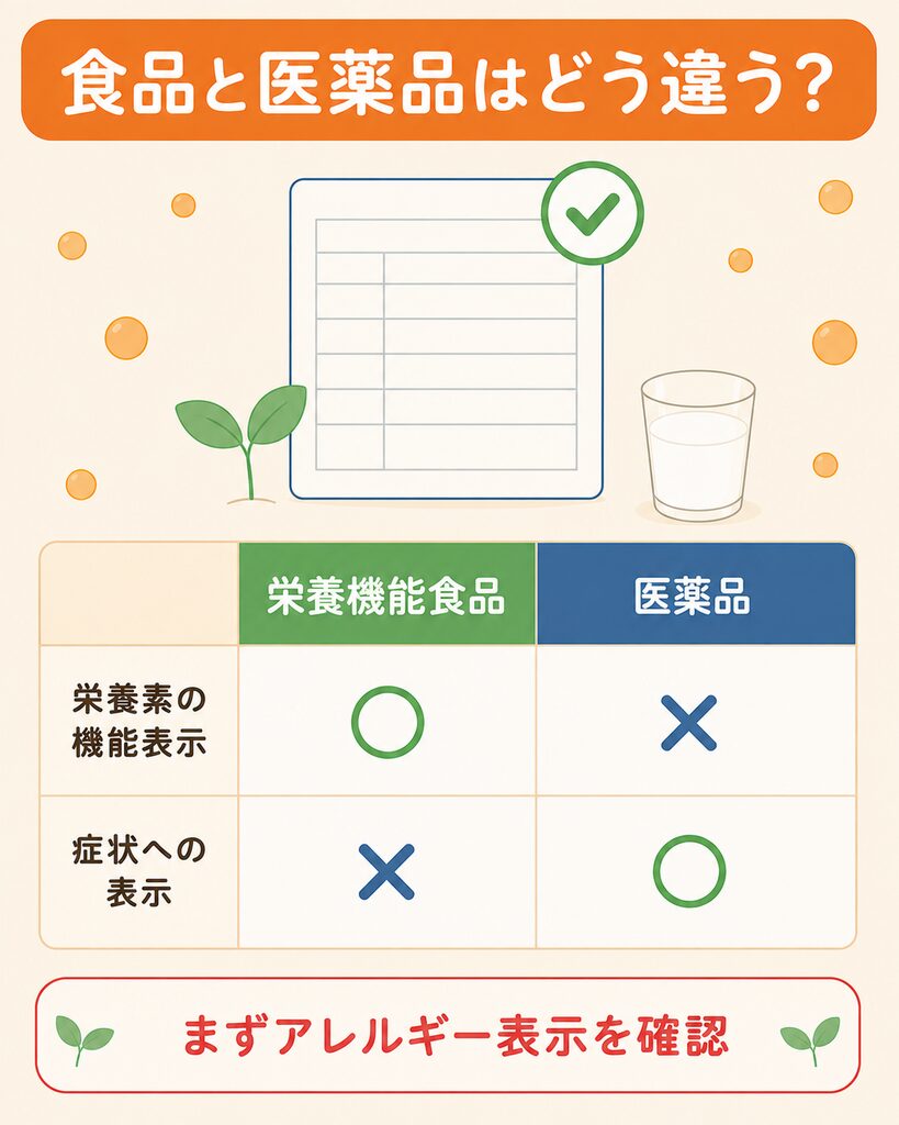 栄養機能食品と医薬品で表示できる範囲の違い